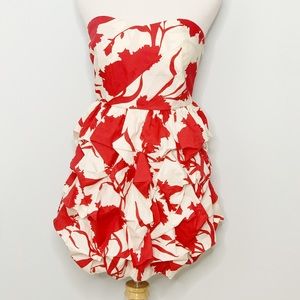 Strapless ruffled skirt mini dress
